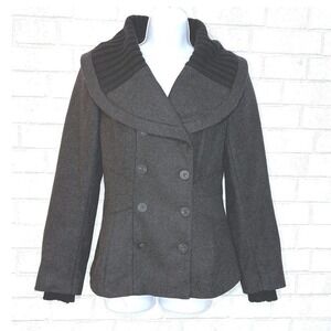 Zara Wool Blend Peacoat Womens Small Fitted Y2K Shawl Collar Preppy Old‎ Money